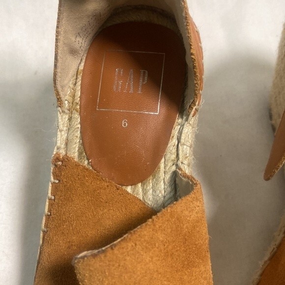 Gap espadrille brown ankle strap 6 wedge summer sandal open toe shoe brown - Picture 11 of 12